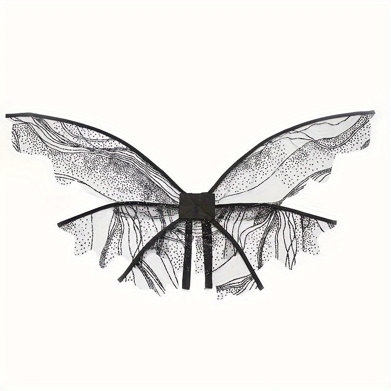 Sequined Butterfly Wings Headband Wand Costume for Halloween Masquerade Parties