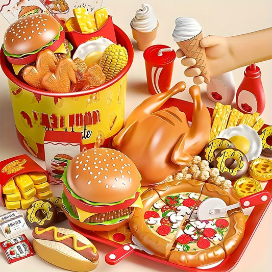 Kitchen Western Set Pretend Delicious Burger Hot Dog French Fries Breakfast Set