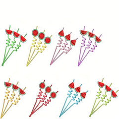 Watermelon Fruit Drinking Straws 4pcs for Hawaiian Birthday Decor