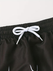 Boy's Fire Pattern Swim Trunks Elastic Waist Beach Shorts