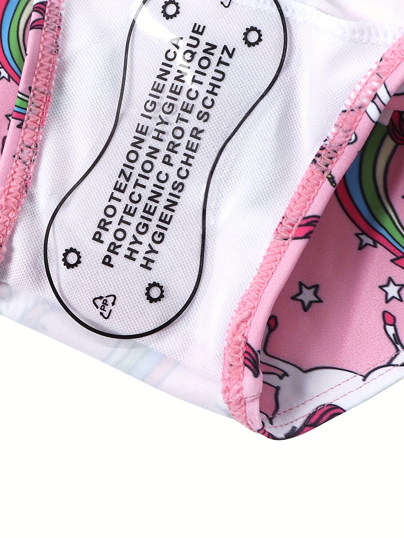 Girls Unicorn Bikini Tankini Swimsuit Ruffle Trim Top & Shorts Set