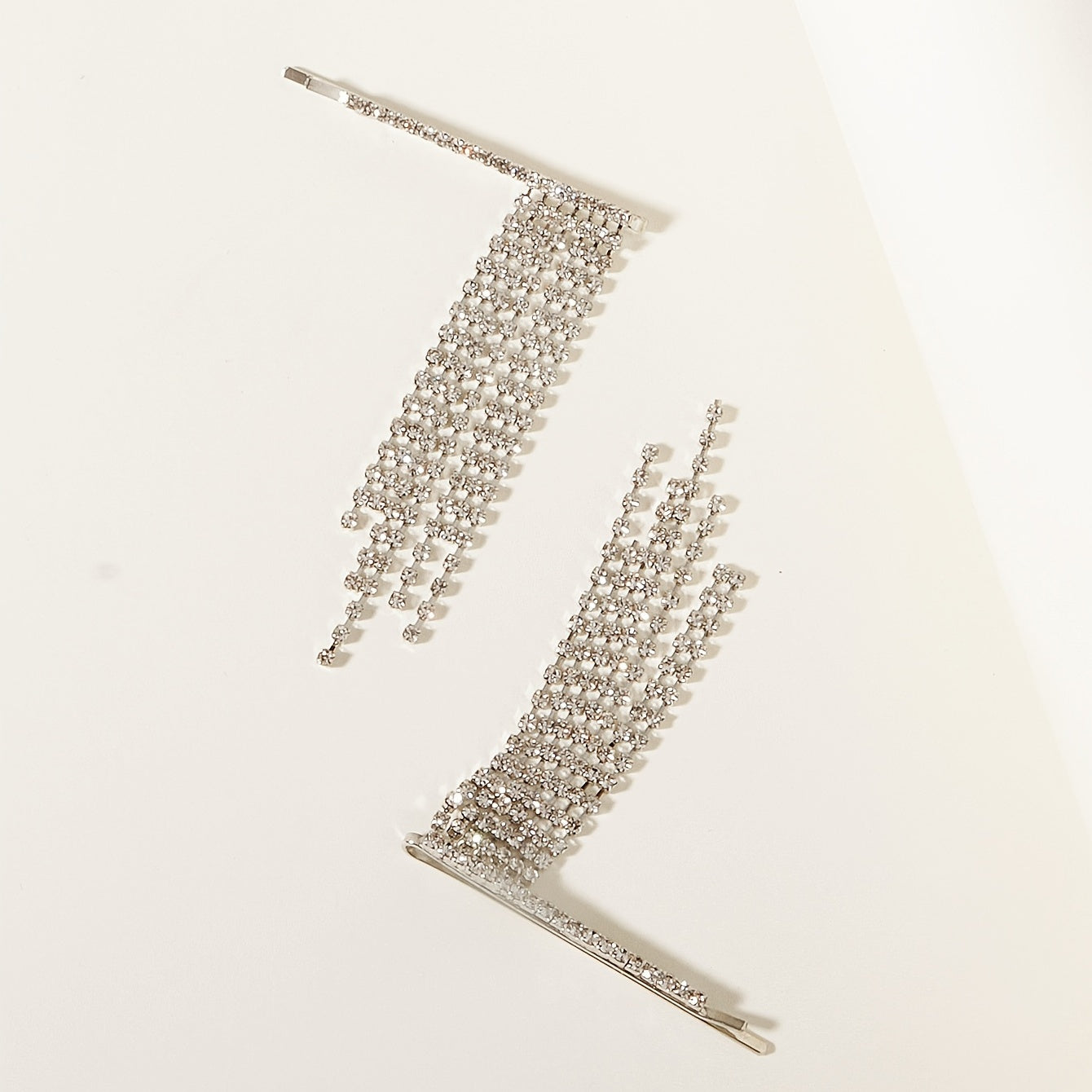 Rhinestone Fringe Hairpin Silver Bridal Tassel Hairpin