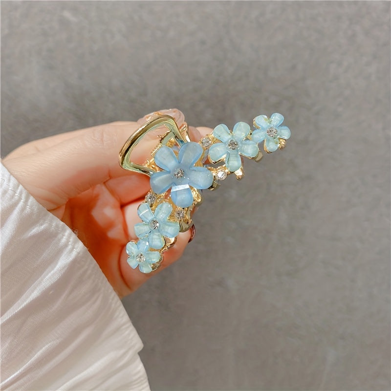 Vintage Flower Hair Claw Crystal Floral Hair Claw for Women Girls