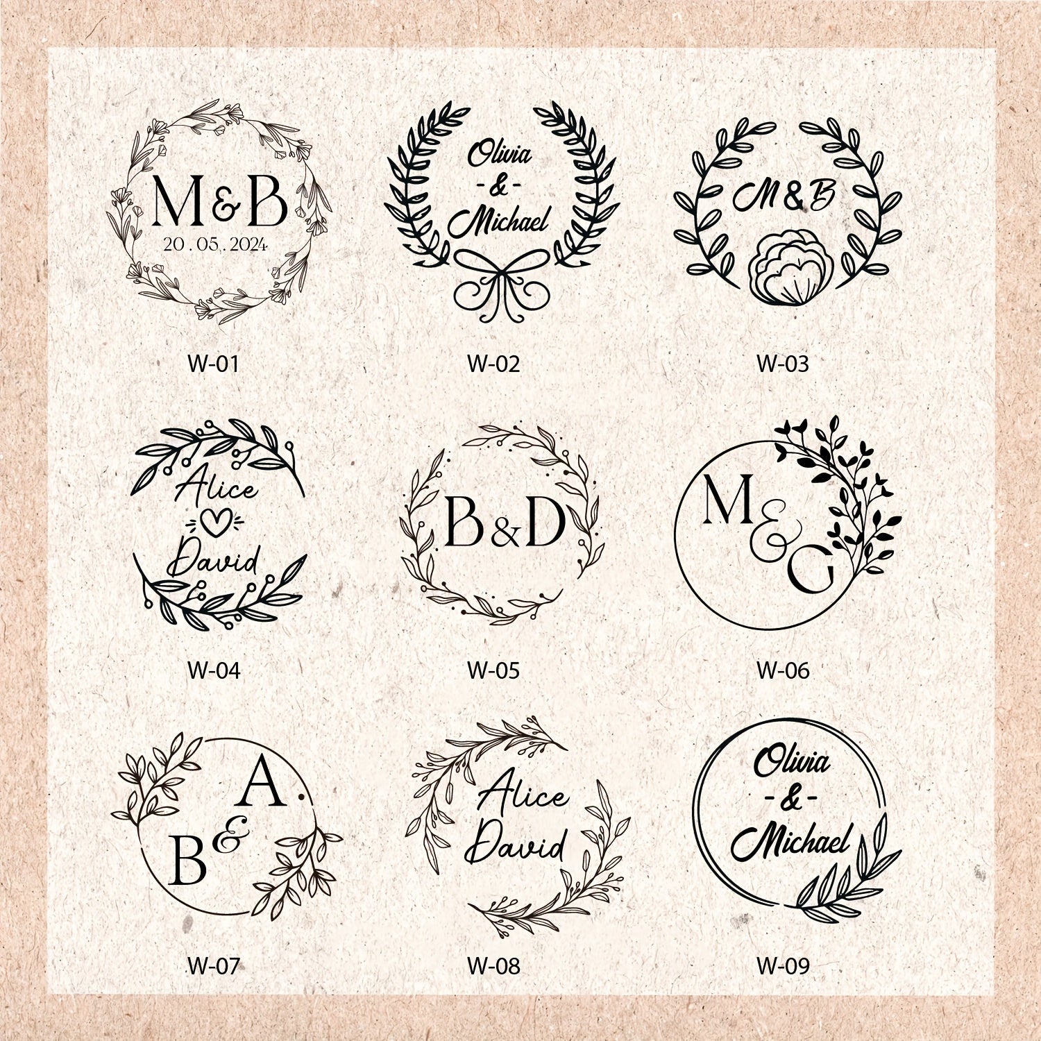 Personalized Wedding Stamp - Durable Plastic - Custom Address Logo Brand