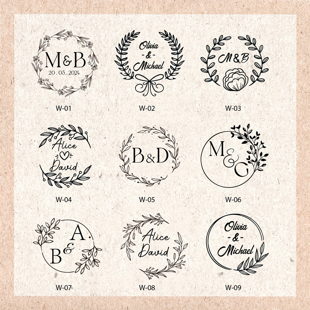 Personalized Wedding Stamp - Durable Plastic - Custom Address Logo Brand