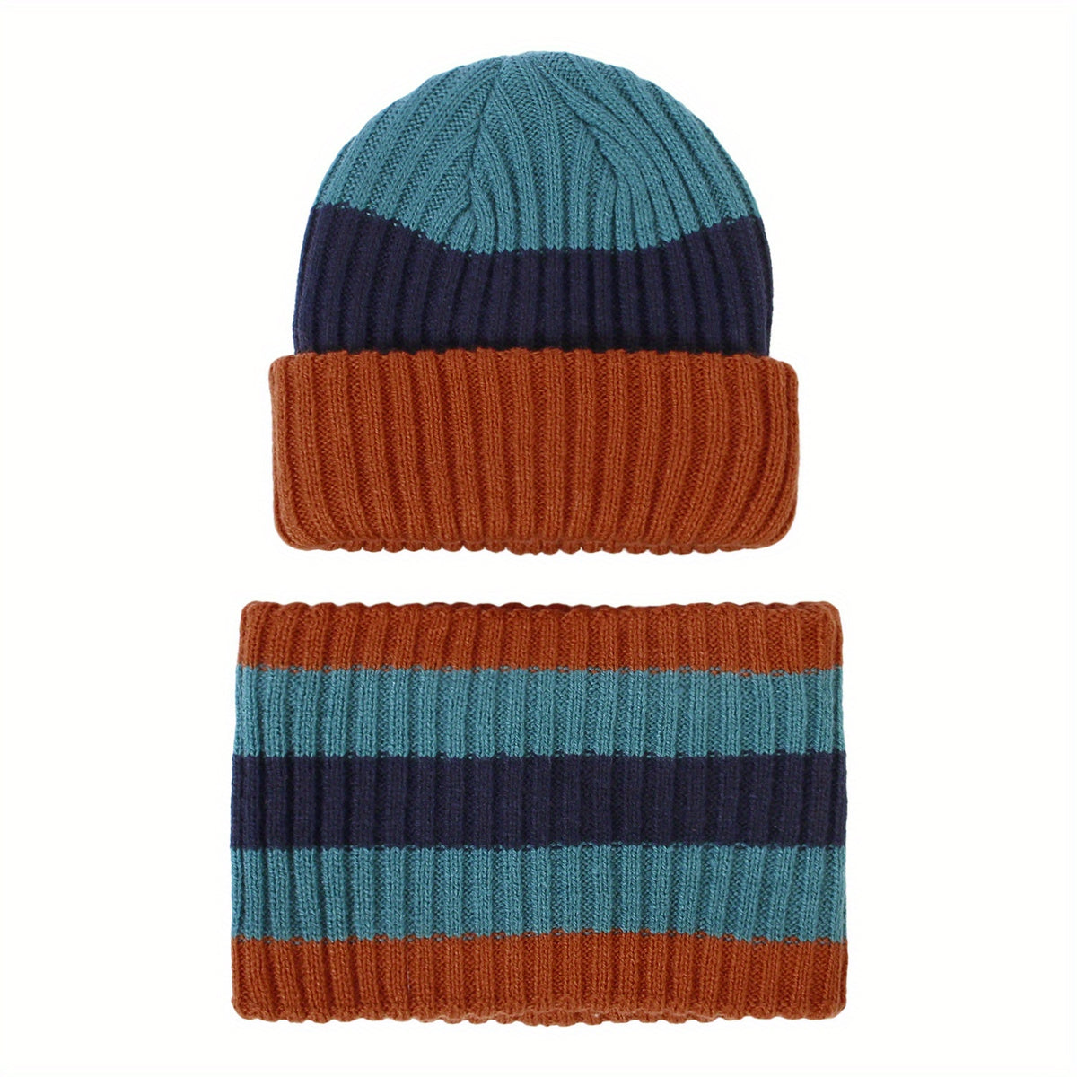 Kids Striped Windproof Knit Beanie Hat for Fall/Winter