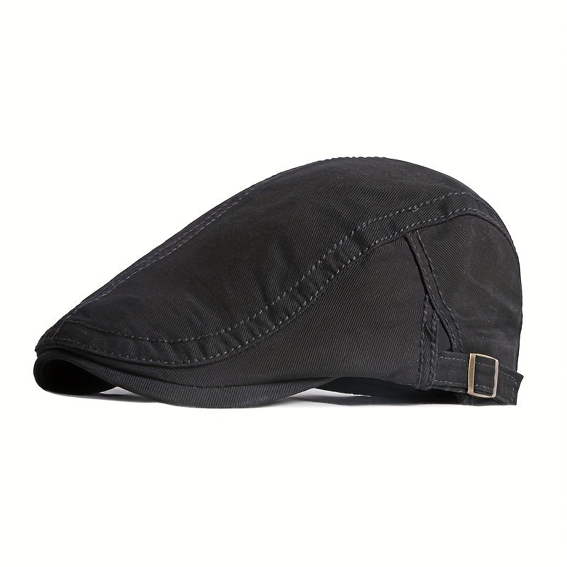 Flat Cotton Adjustable Newsboy Hat Breathable for Men Women
