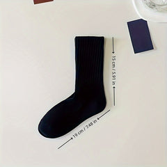6 Pairs Casual Plain Socks Breathable Crew Socks for Men Women