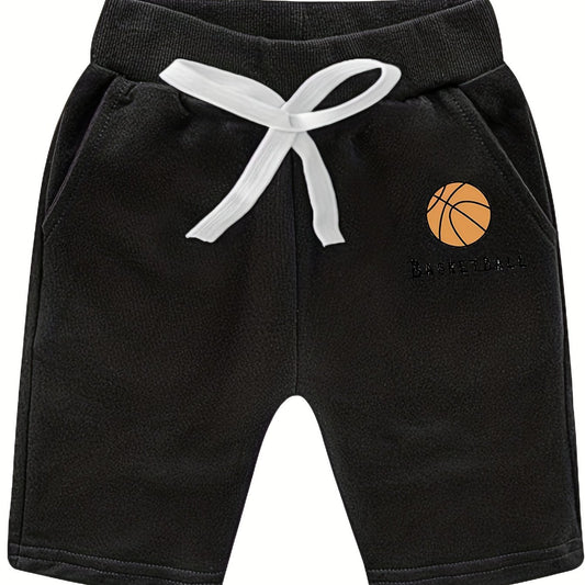 Boys Basketball Print Comfortable Drawstring Shorts For Summer