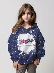 Girls' 'Peace Love Kidlife' Print Hooded Sweatshirt Pullover