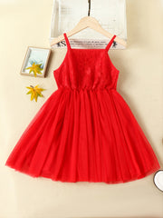 Girls' Solid Lace Patchwork Mesh Dress