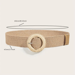 Boho Straw Woven Elastic Waist Belts Women's Braided Skinny Dress Pants Jeans