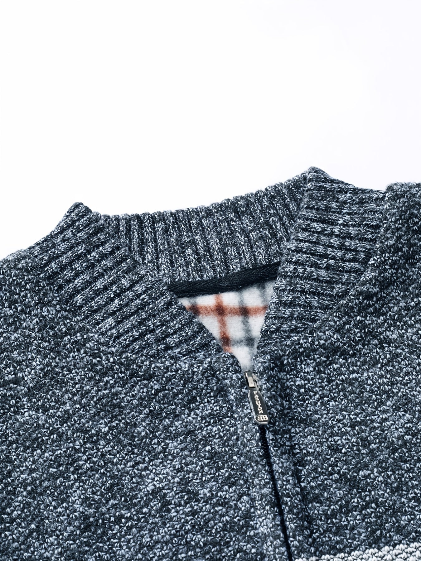Men's Full Zip Cardigan Sweater Cable Knit Stand Collar Thick Jacket