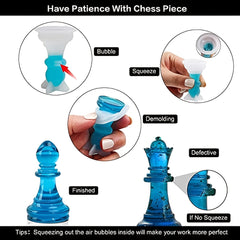 Chess Resin Silicone Mold 16pcs 3D Upgrade Kit Full Size Epoxy Molds