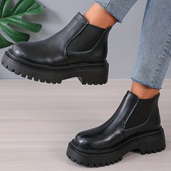 Women's Platform Chelsea Boots Slip On Ankle Combat Boots