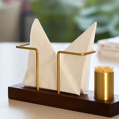 Solid Wood Vertical Tissue Holder for Cafe Hotel Restaurant Desktop