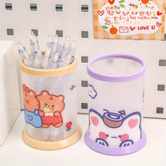 Creative Round Folding Pen Holder Small Fresh Stationery Storage Box