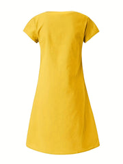  Geometric Print V Neck Knee Length Dress