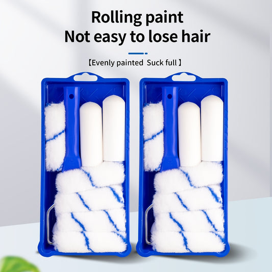 12pcs Paint Roller Set 4-inch Roller Tray with Foam and Polyester Covers