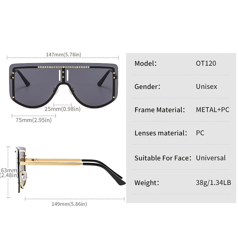 Oversize Metal Sunglasses Colorful Rhinestone Glasses