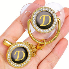 Golden Letters Blingbaby Pacifier BPA with Chain Clip