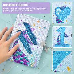 Mermaid Sequin Notebook Set with Lock & Pen