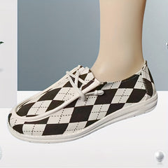 Women's Lightweight Flat Canvas Shoes Lace Up Casual Walking Shoes