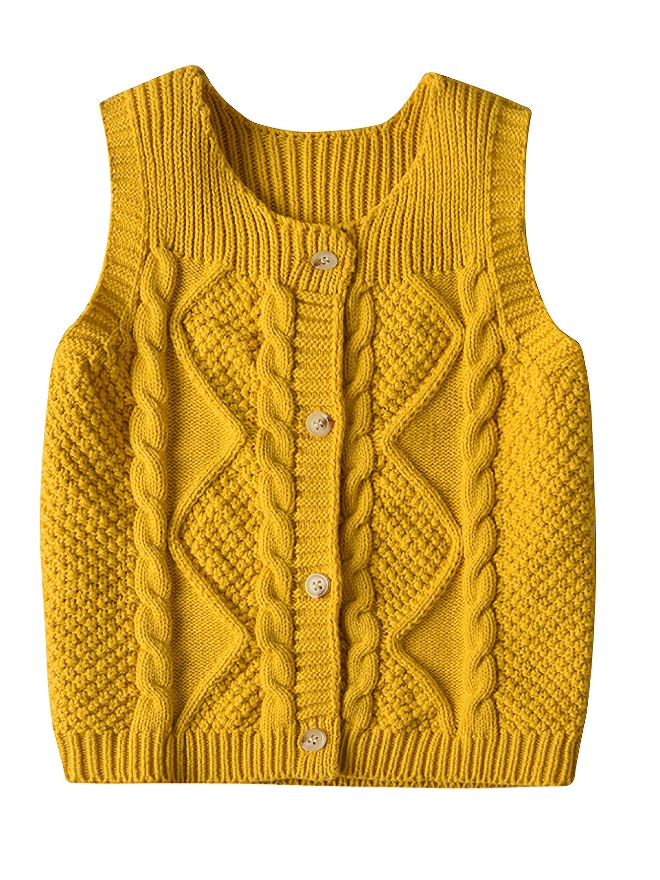Girls Knit Sweater Vest Jacket Button Tank Top