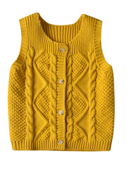 Girls Knit Sweater Vest Jacket Button Tank Top