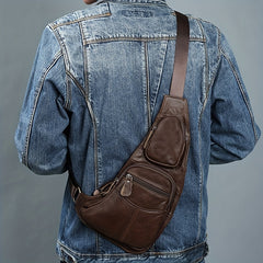 Leather Sling Bag Crossbody Backpack For Men Women Travel Outdoor Sports