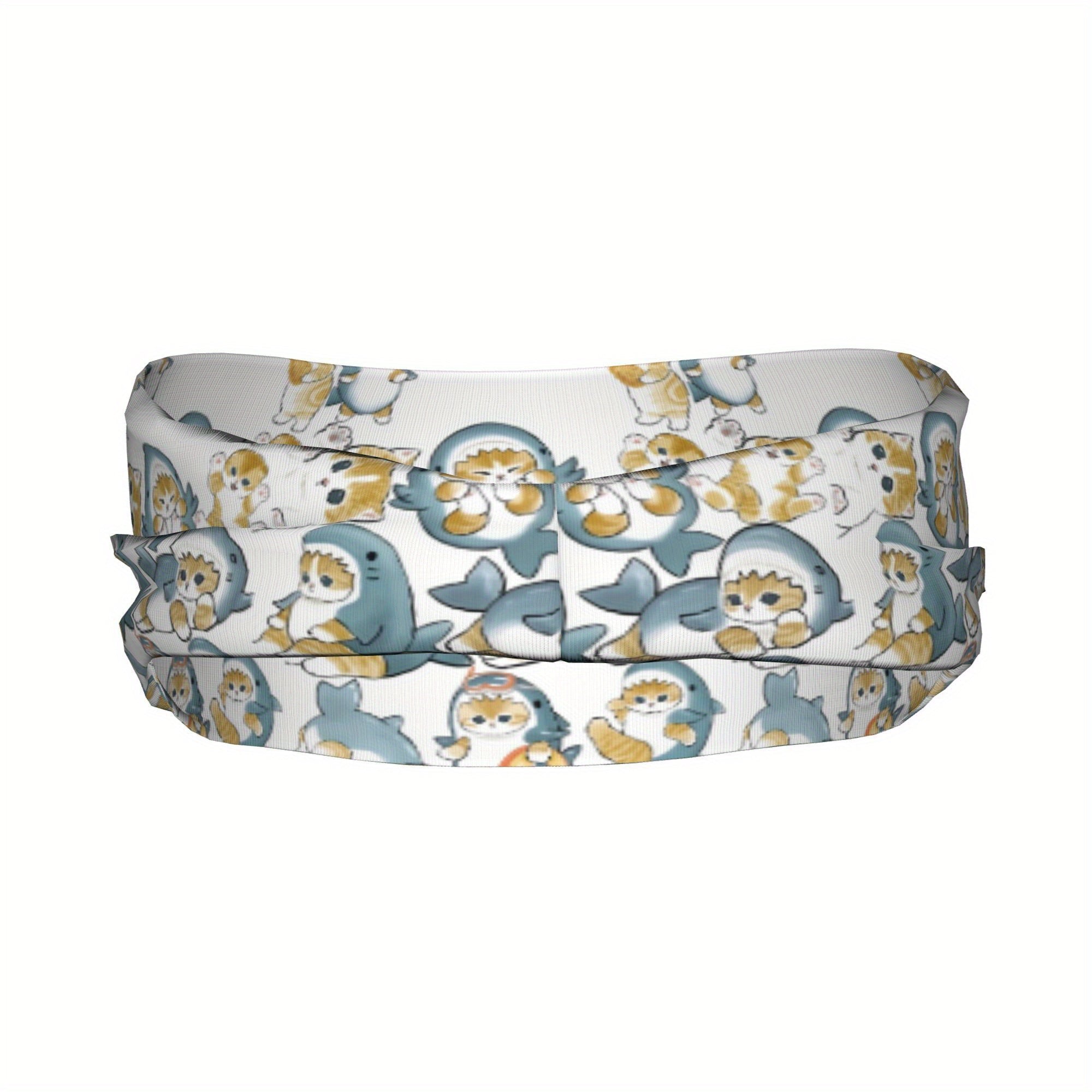 Cat & Shark Headband Sweat Wicking Polyester Outdoor Activities Gym Headgear