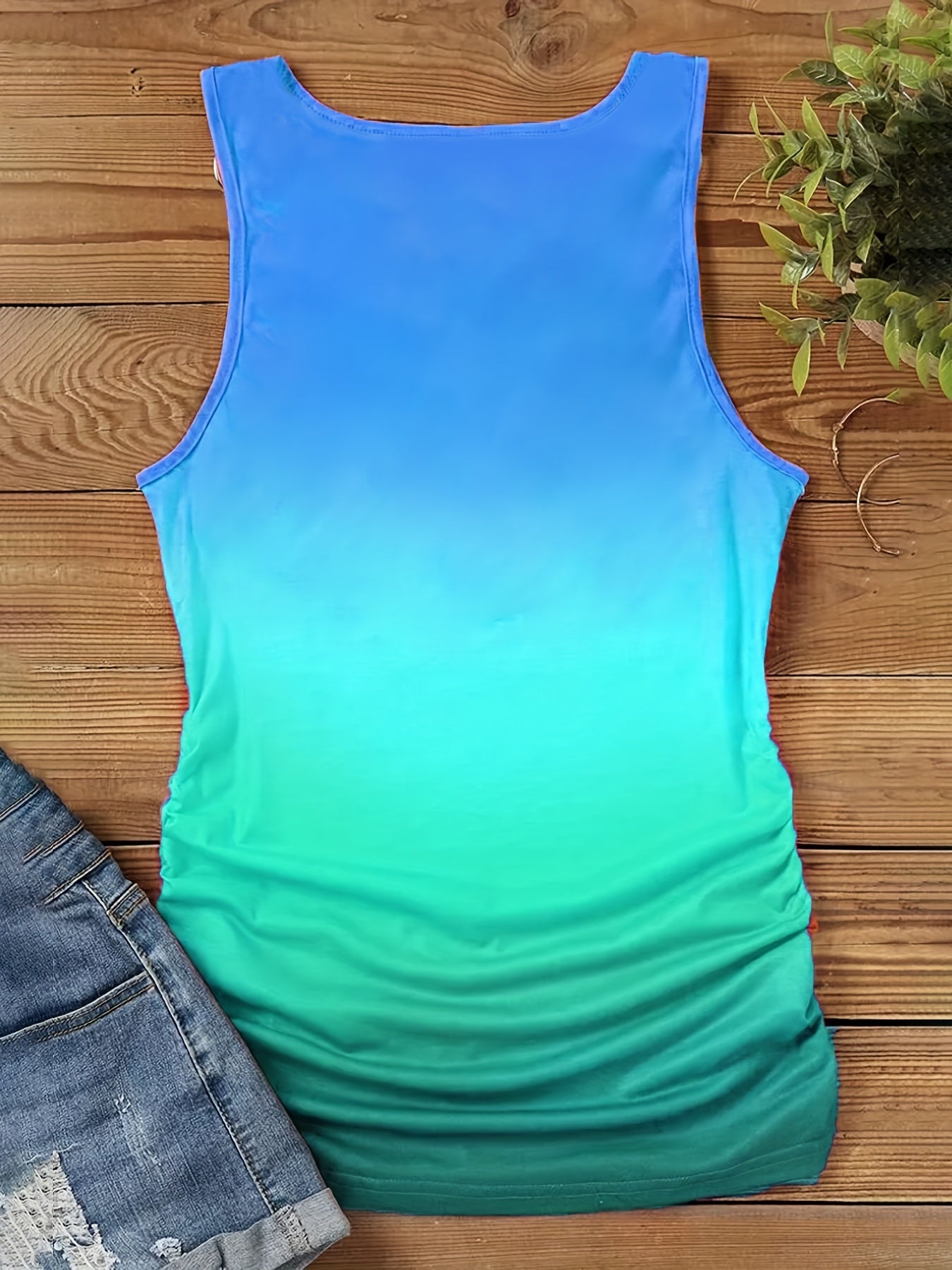 Gradient Cowl Neck Tank Top Casual Sleeveless Top For Summer