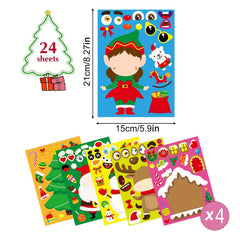 24pcs Christmas Stickers Santa Claus Snowman DIY Stickers