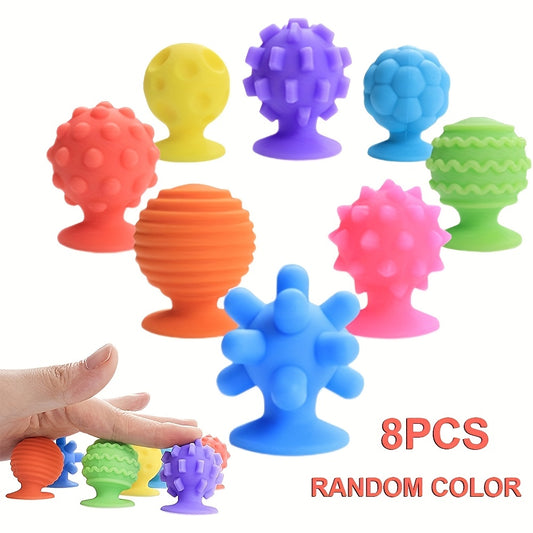8 Pack Silicone Sensory Suction Cup Toys Assorted Colors Fidget & Anxiety Relief