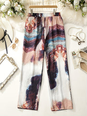 Women's Plus Marble Print High Rise Straight Leg Trousers
