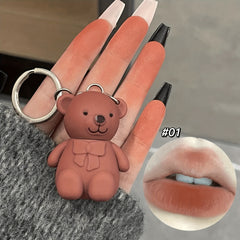 Mini Bear Keychain Lip Glaze Matte Lipstick