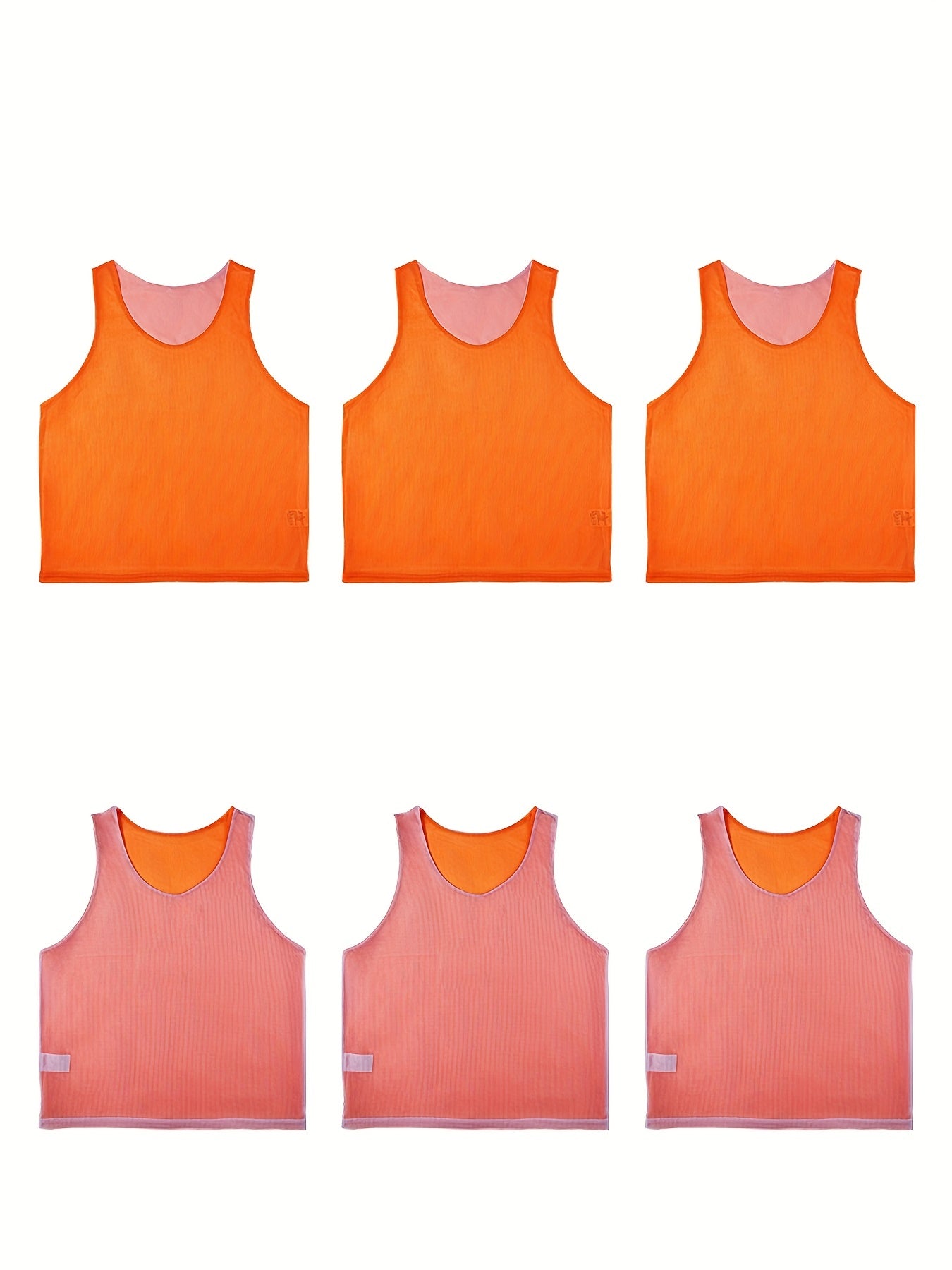 6pcs Solid Soccer Jerseys Active Mesh Sports Pinnies For Aged 12-18 120-155lbs