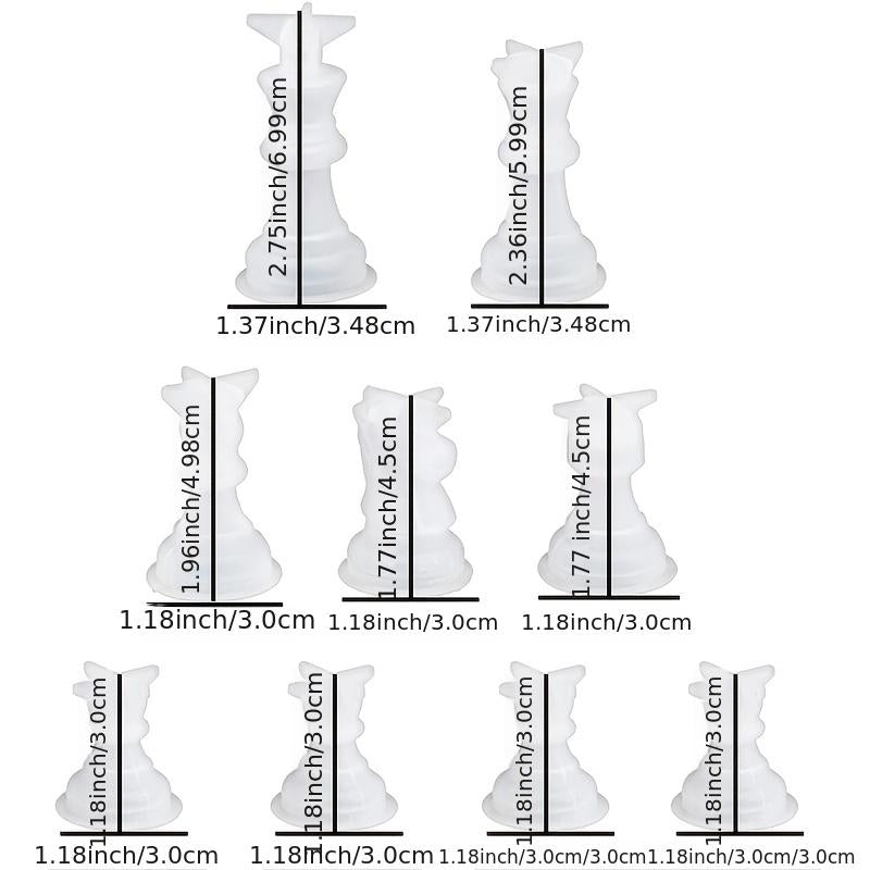 Chess Resin Silicone Mold 16pcs 3D Upgrade Kit Full Size Epoxy Molds