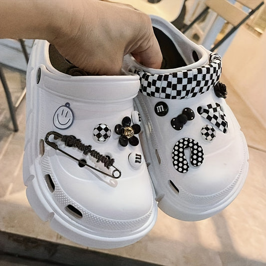 Plaid Shoe Charms for Clogs Garden Shoes DIY Accessories