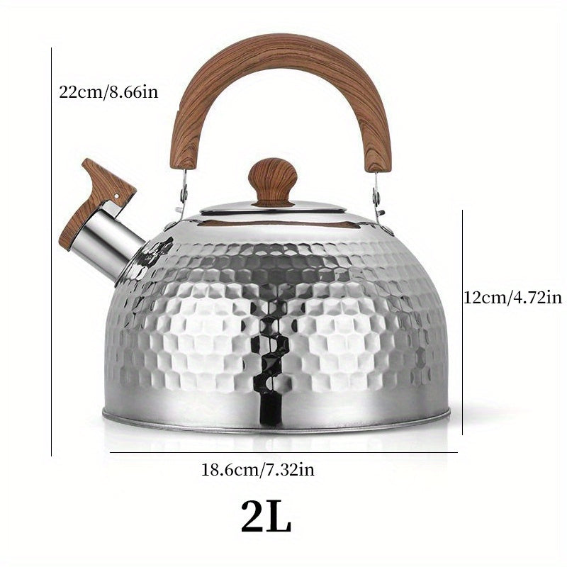 Large Capacity Stainless Steel Whistle Kettle, 2-4L, Induction Compatible