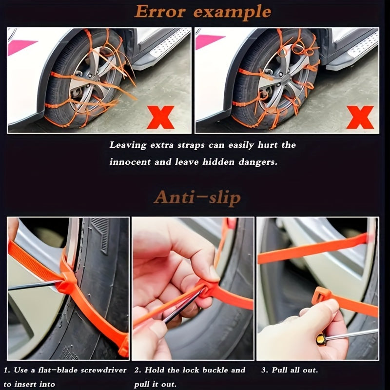 15pcs Snow Tire Chain Car Cable Tire Non slip Wear-resistant Mud Chain