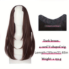 55-88 cm V-Shaped Long Straight Hair Extensions for Women Girls
