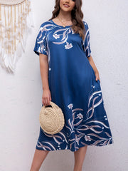  Floral Print Midi Dress with Pockets