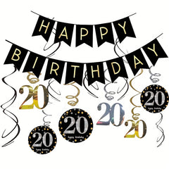 12pcs 20th Birthday Hanging Swirl Decorations