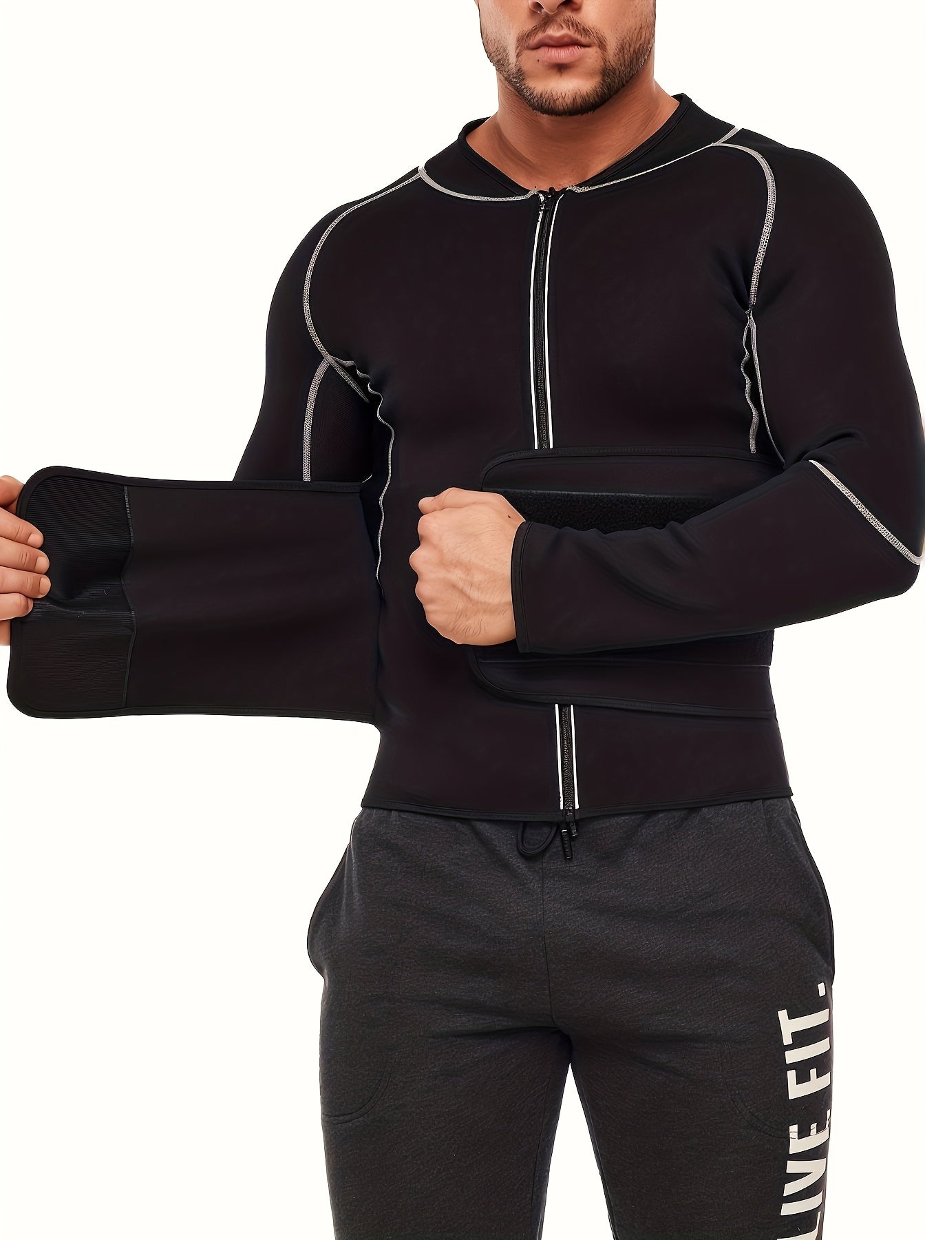Men Sauna Suit Weight Loss Jacket Hot Sweat Shirt Body Shaper
