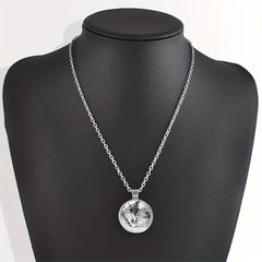 Round Wolf Crystal Bead Pendant Necklace For Men And Women