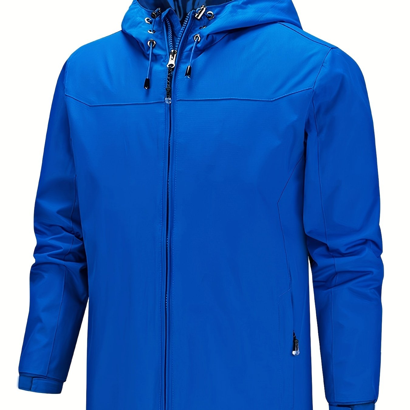 Men's Waterproof Hooded Jacket with Zipper Pocket