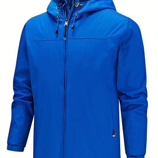 Men's Waterproof Hooded Jacket with Zipper Pocket