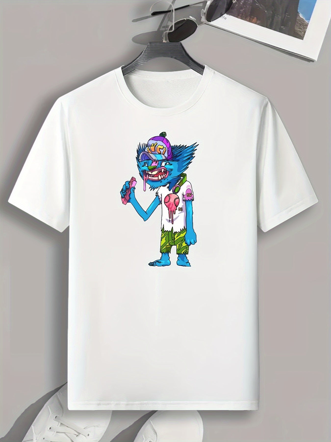 Cartoon Print Men's Graphic T-shirt for Summer