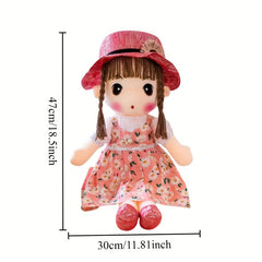 Sweetheart Princess Plush Toy with Red Hat & Plaid Dress